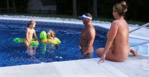 A nudist family with kids skinny dipping in their backyard pool felicitys blog