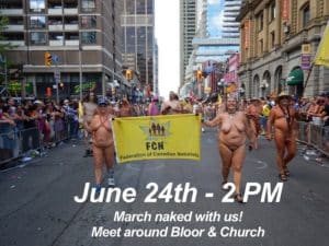 naked events 2018 toronto pride parade federation canadian naturists march naked felicitys blog